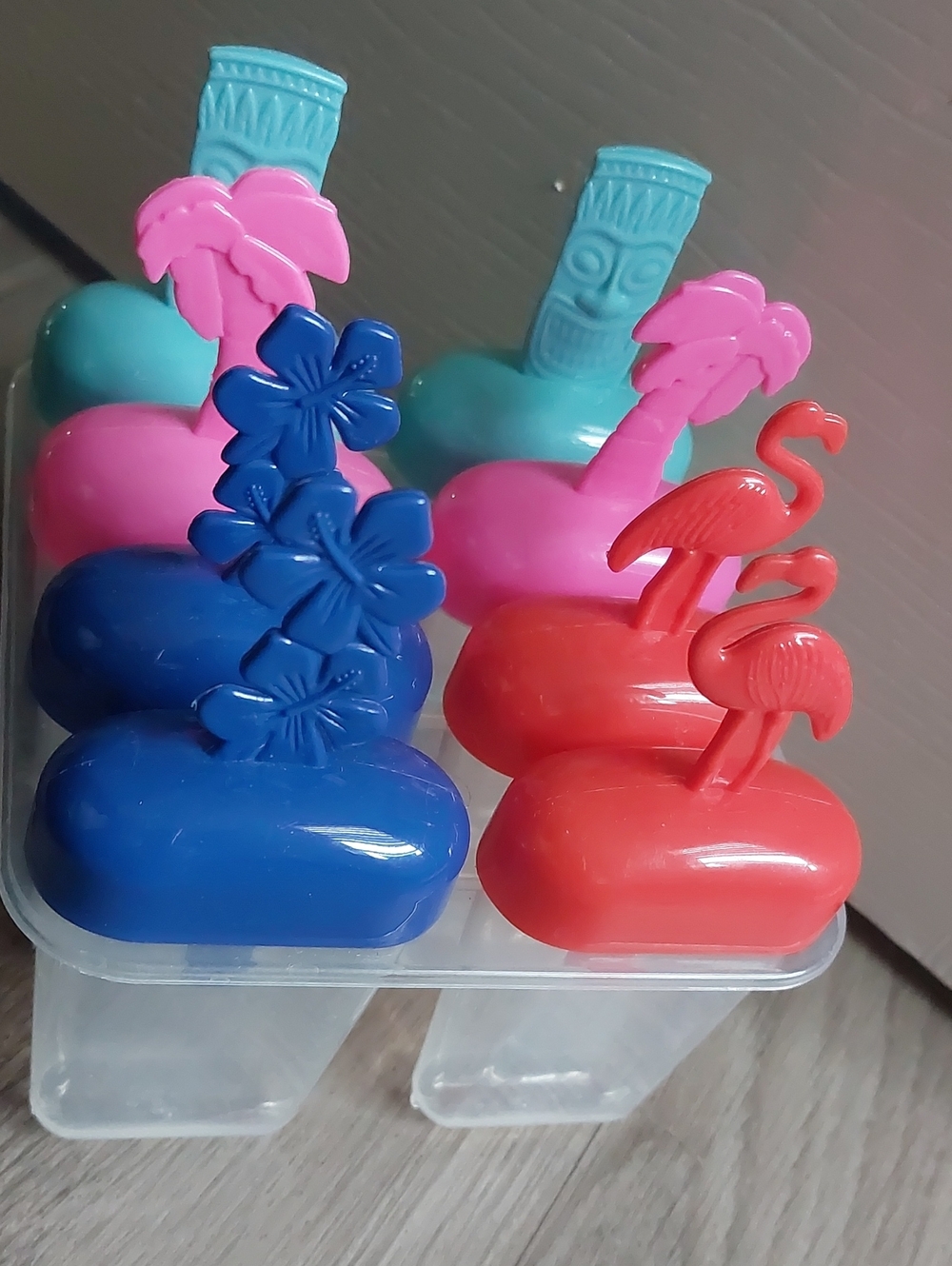 Tropical Summer Tropical Ice Pop Molds 4 Pack (Flamingo Tiki Hibiscus)